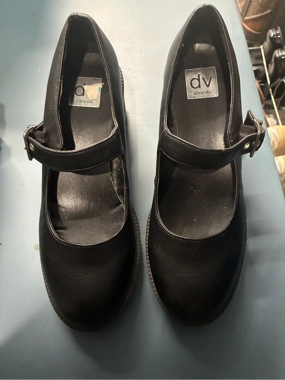 dv by Dolce Vita Black Mary Jane Chunky Heel Shoes